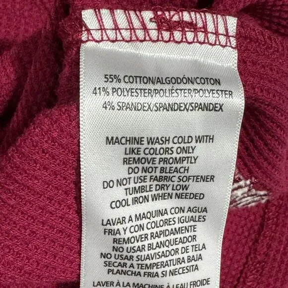 Calvin Klein Womens Thermal Knit Top Size XXL Red Long Sleeve Cropped Turtleneck - Picture 5 of 9